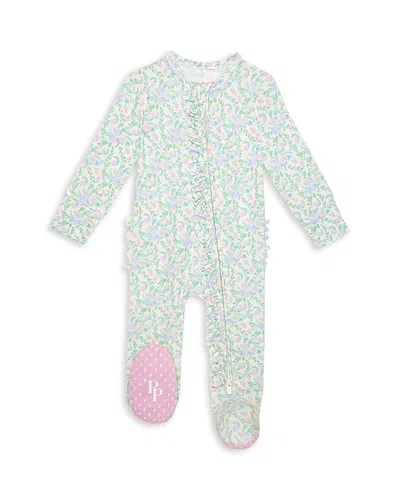 Posh Peanut Girls' Prairie Ruffled Footie - Baby In White