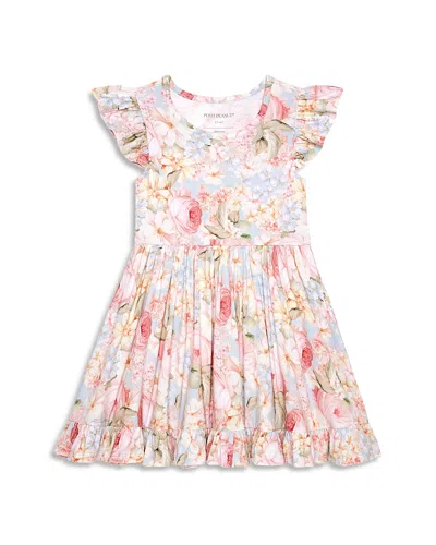 Posh Peanut Girls' Rose Dreams Ruffled Twirl Dress - Little Kid In Pink