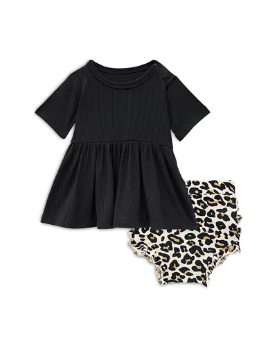 Posh Peanut Girls' Short Sleeve Peplum Top And Printed Bloomers - Baby In Lana Leopard