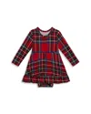 Posh Peanut Girls' Tartan Plaid Ruffled Bodysuit Dress - Baby In Red