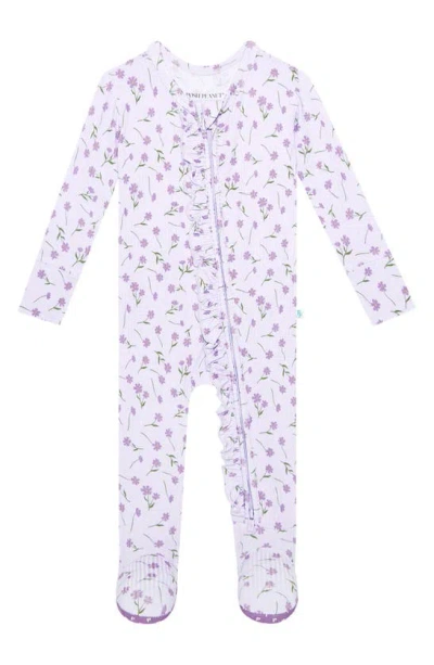 Posh Peanut Babies' Jeanette Ruffled Fitted Footie Pyjamas In Open Purple