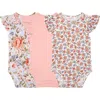 Posh Peanut Joanne Assorted 3-pack Ruffle Bodysuits In Pink
