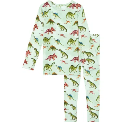 Posh Peanut Kids' Buddy Print Classic Fitted Two-piece Pajamas In Green