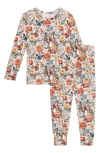 Posh Peanut Kids' Butterfly Print Fitted Two-piece Pajamas In Multi