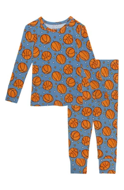 Posh Peanut Kids' Long Sleeve Fitted Two-piece Pajamas In Slam Dunk