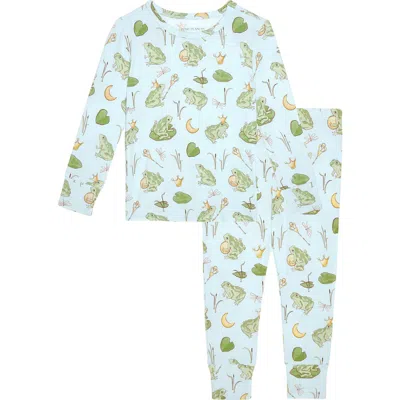 Posh Peanut Kids' Print Classic Fitted Two-piece Pajamas In Blue