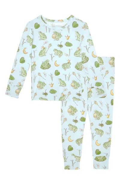 Posh Peanut Kids' Print Fitted Two-piece Pajamas In Blue