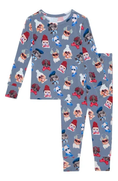 Posh Peanut Kids' Quinlyn Print Classic Fitted Two-piece Pajamas In Gray