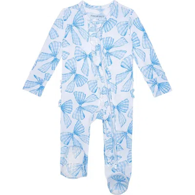 Posh Peanut Babies'  Kids' Ruffled Footie Pajamas In Blue