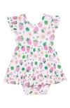 Posh Peanut Kyra Strawberry Print Cutout Skirted Bodysuit In Pink