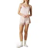 Posh Peanut Lace Pajama Romper In Pink