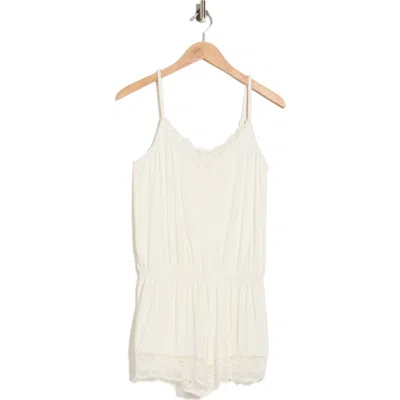 Posh Peanut Lace Pajama Romper In White