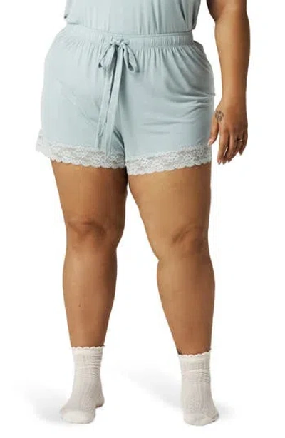 Posh Peanut Lace Pajama Shorts In Blue