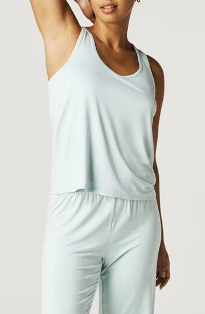 Posh Peanut Lace Racerback Pajama Tank In Blue