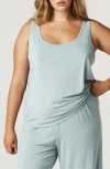 Posh Peanut Lace Racerback Pajama Tank In Blue