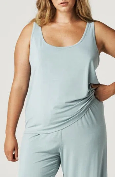 Posh Peanut Lace Racerback Pajama Tank In Blue