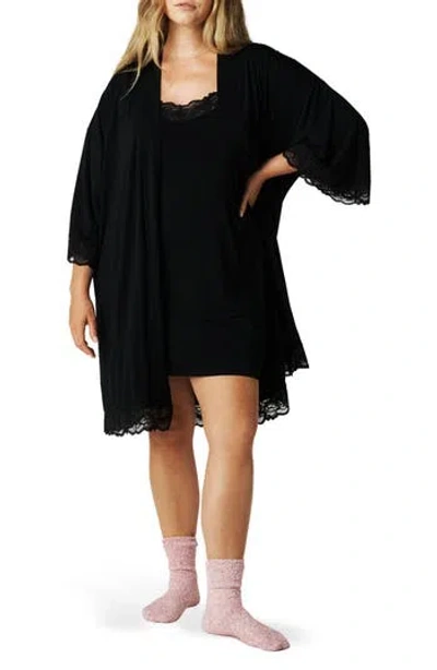 Posh Peanut Lace Robe In Black