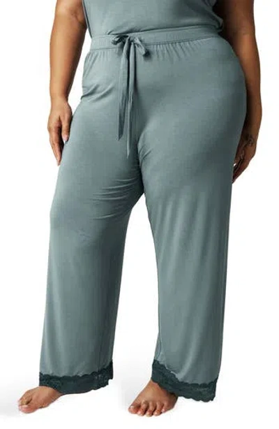 Posh Peanut Lace Trim Pajama Pants In Blue