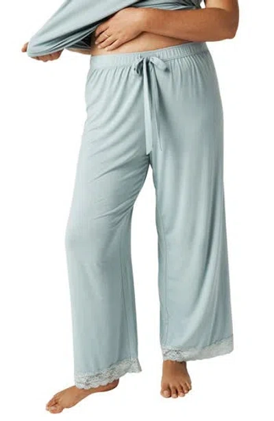 Posh Peanut Lace Trim Pajama Pants In Green