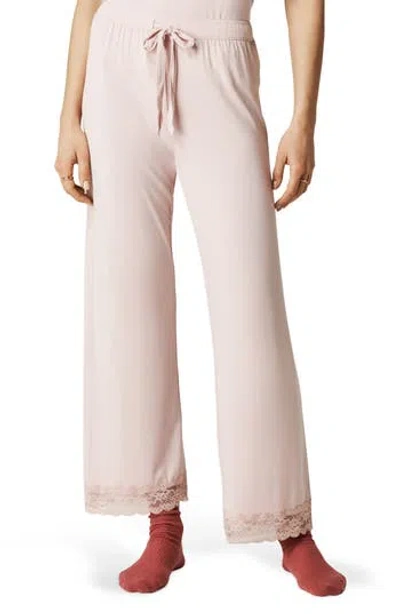 Posh Peanut Lace Trim Pajama Pants In Pink