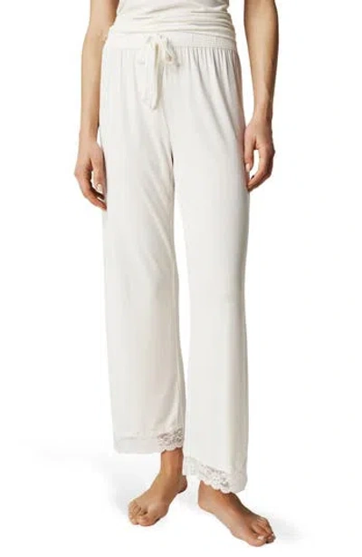 Posh Peanut Lace Trim Pajama Pants In White