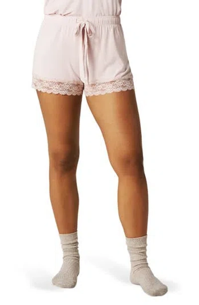 Posh Peanut Lace Trim Pajama Shorts In Pink
