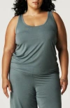 Posh Peanut Lace Trim Racerback Pajama Tank In Blue