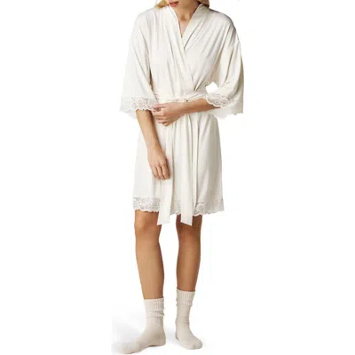 Posh Peanut Lace Trim Robe In Red