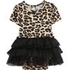 Posh Peanut Lana Leopard Skirted Bodysuit In Light Beige