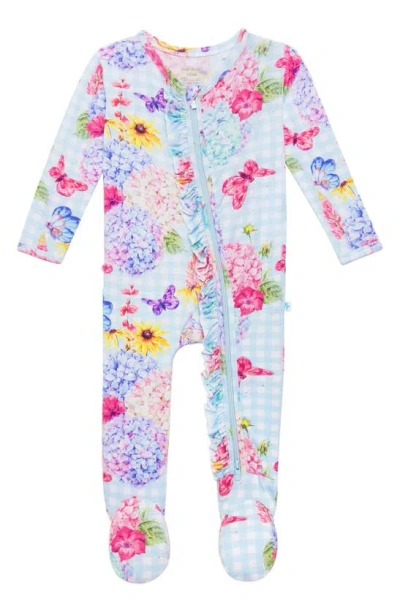 Posh Peanut Babies' Nicolette Ruffled Fitted Footie Pyjamas In Light/ Pastel Blue