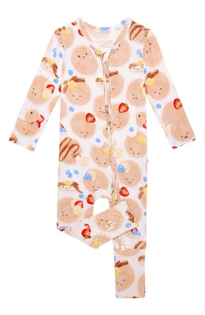 Posh Peanut Babies'  Pancakes Print Convertible Zip-up Footie In Neutral