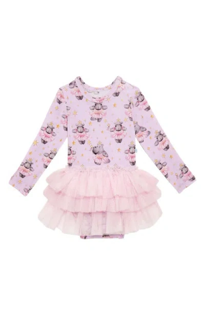 Posh Peanut Babies'  Philomena Long Sleeve Tulle Tutu Dress In Purple