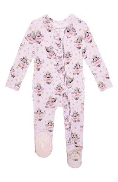 Posh Peanut Babies'  Philomena Ruffle Zip Footie In Purple