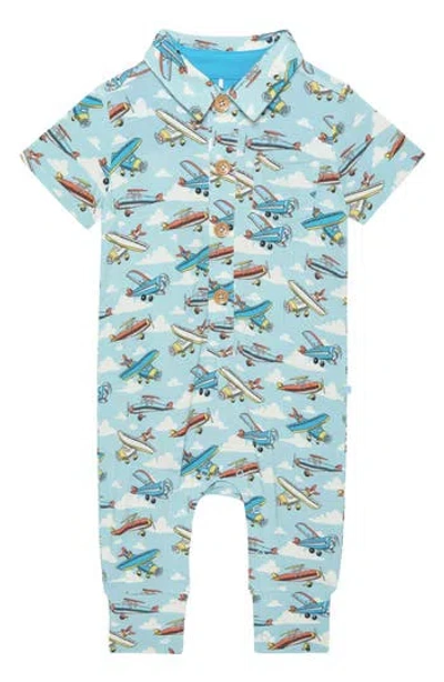 POSH PEANUT POSH PEANUT PLANES COLLARED SHORT SLEEVE JUMPSUIT