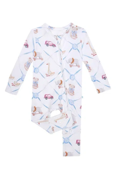 Posh Peanut Babies'  Print Convertible One-piece Footie In White