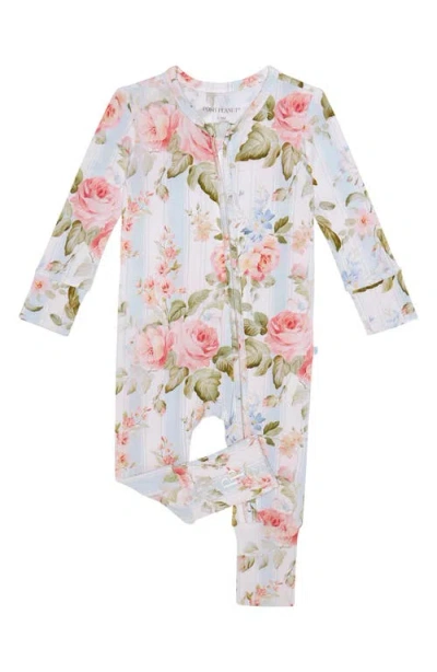 Posh Peanut Babies'  Print Convertible Zip Footie In Blue