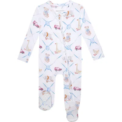 Posh Peanut Babies'  Print Zip Footie In Multi