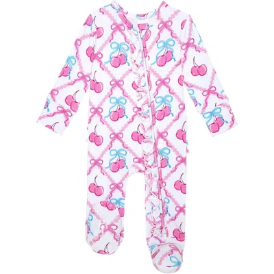 Posh Peanut Babies'  Ruffle Fitted Footie Pajamas In Pink