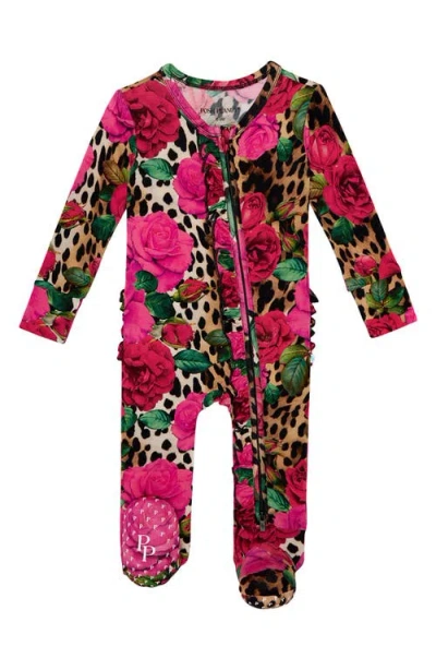 Posh Peanut Babies'  Ruffle Fitted One-piece Footie Pajamas In Pink