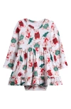 Posh Peanut Ruffle Long Sleeve Skirted Bodysuit In White