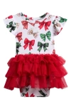 Posh Peanut Ruffle Skirted Bodysuit In White