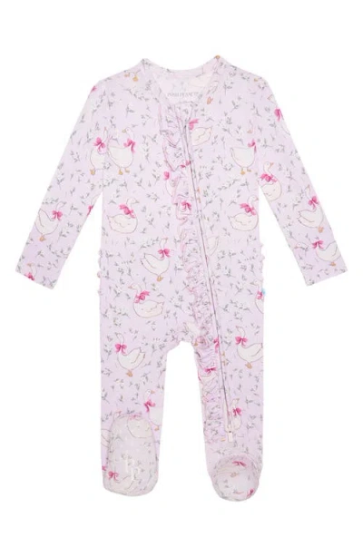 Posh Peanut Babies'  Ruffle Zip Footie In Pink