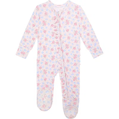 Posh Peanut Babies'  Ruffle Zip Footie In Pink