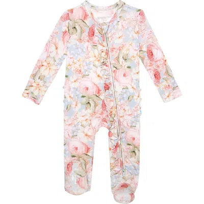 Posh Peanut Babies'  Ruffle Zip Footie In Purple