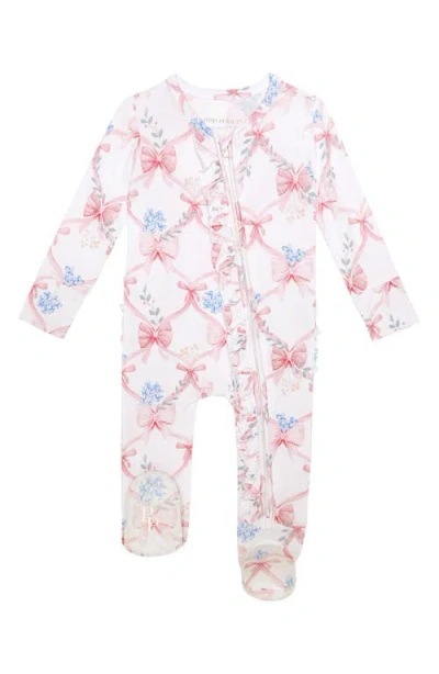 Posh Peanut Babies'  Ruffled Zipped Footie In Pink