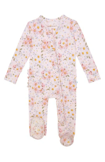 Posh Peanut Babies'  Ruffled Zippered One-piece Footie In Pink
