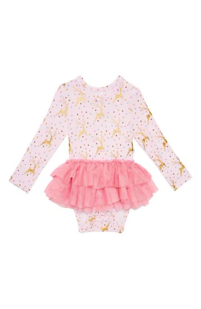 Posh Peanut Babies'  Ryleight Long Sleeve Tulle Skirted Bodysuit In Pink