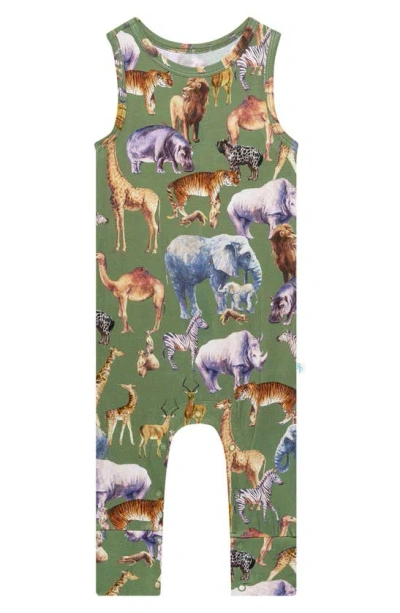 Posh Peanut Babies' Safari Racerback Romper In Open Green