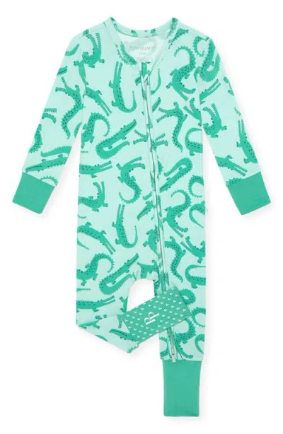 Posh Peanut Babies'  Smiles Fitted Convertible Footie Pajamas In Green