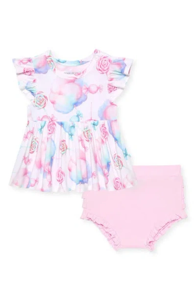 Posh Peanut Babies'  Smocked Peplum & Bloomers Set In Pink